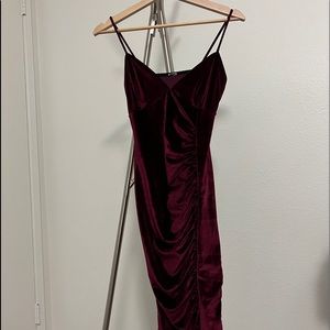 Sexy burgundy midi dress